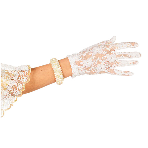 Белые кружевные перчатки для девушки