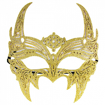 Женская маска Дьяволицы золотая 