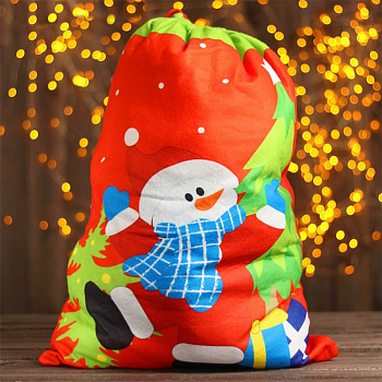 Мешок Деда Мороза «Снеговик в шарфе»